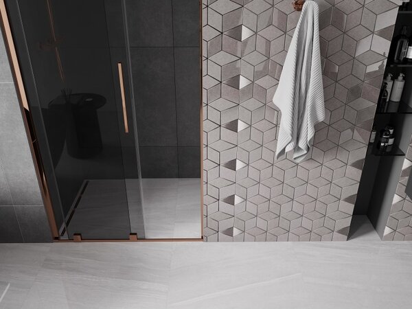 Mexen Velar, usa de dus culisanta pentru deschidere 100 cm, sticla gri 8 mm, aur roz, 871-100-000-41-60
