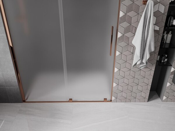 Mexen Velar, usa de dus culisanta pentru deschidere 150 cm, sticla mat 8 mm, aur roz, 871-150-000-31-60