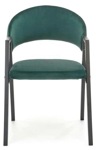 Scaun K473, stofa catifelata verde inchis, 54x58x82 cm