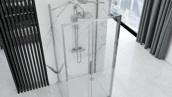 Rea Rapid Slide, cabină de duș cu 3 pereți 120 (uşă) x 100 (perete) x 100 (perete) x 195 cm, sticlă transparentă de 6 mm, profil cromat, KPL-09108