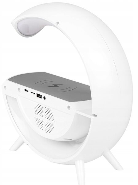 Lampa de birou LED RGB 5W, incarcare wireless Qi, difuzor Bluetooth 235 mm, ceas, functie alarma, 420 lm, baterie 3.7V 800mAh