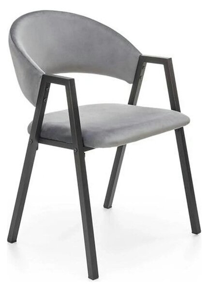 Scaun K473, stofa catifelata gri, 54x58x82 cm