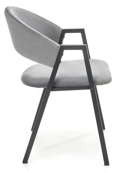 Scaun K473, stofa catifelata gri, 54x58x82 cm