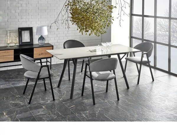 Scaun K473, stofa catifelata gri, 54x58x82 cm