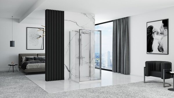 Rea Rapid Slide, cabină de duș cu 3 pereți 120 (uşă) x 100 (perete) x 100 (perete) x 195 cm, sticlă transparentă de 6 mm, profil cromat, KPL-09108