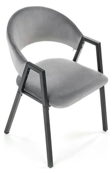 Scaun K473, stofa catifelata gri, 54x58x82 cm