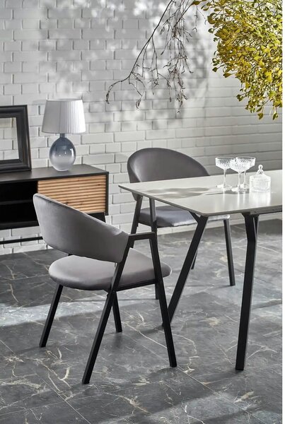 Scaun K473, stofa catifelata gri, 54x58x82 cm