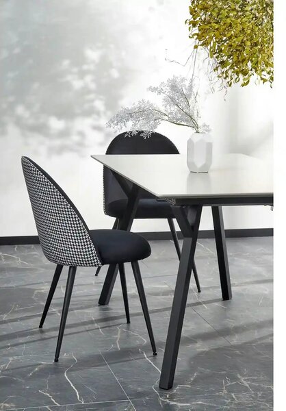 Scaun K478, stofa alb/negru, 49x54x84 cm