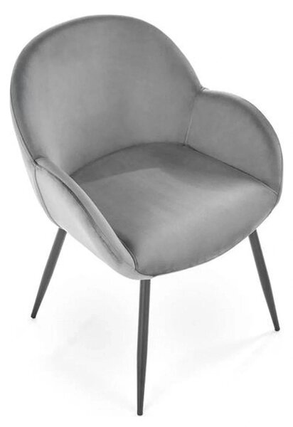 Scaun K480, gri/negru, stofa catifelata/metal, 59x59x79 cm