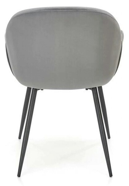Scaun K480, gri/negru, stofa catifelata/metal, 59x59x79 cm