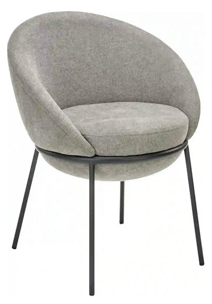 Scaun tapitat dining K482, gri/negru, stofa clasica/metal, 61x59x78 cm