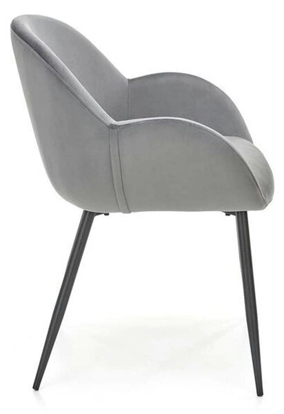 Scaun K480, gri/negru, stofa catifelata/metal, 59x59x79 cm