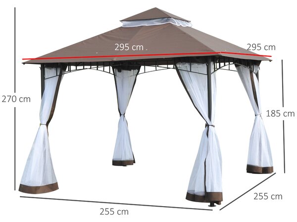 Foisor de Gradina Outsunny cu Acoperis, Plasa de Tantari 2 Nivele, Poliester| Aosom Romania | Aosom Romania