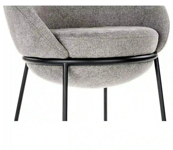 Scaun tapitat dining K482, gri/negru, stofa clasica/metal, 61x59x78 cm
