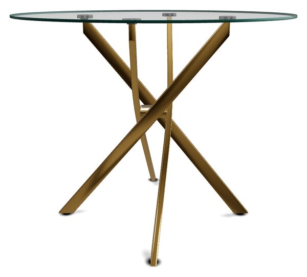 Masa AGIS, transparent/auriu, sticla securizata/metal, 90x90x75 cm