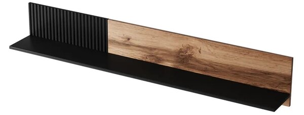 Polita RANDOM, stejar wotan/negru, PAL, 150x20x25 cm