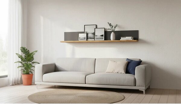 Polita HESEN, gri grafit/stejar artisan, PAL melaminat, 175x24x25 cm