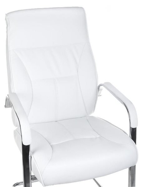 Scaun de conferinta, tapiterie piele ecologica alba, latime 59 cm, design modern