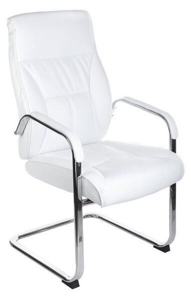 Scaun de conferinta, tapiterie piele ecologica alba, latime 59 cm, design modern