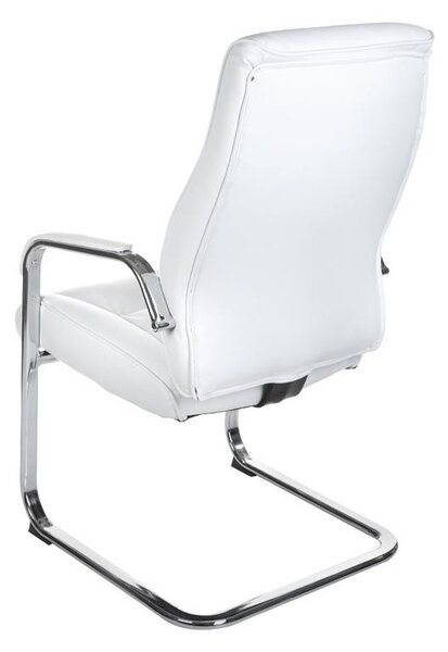 Scaun de conferinta, tapiterie piele ecologica alba, latime 59 cm, design modern