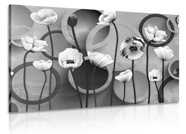 Tablou maci pe un fundal abstract în design alb-negru