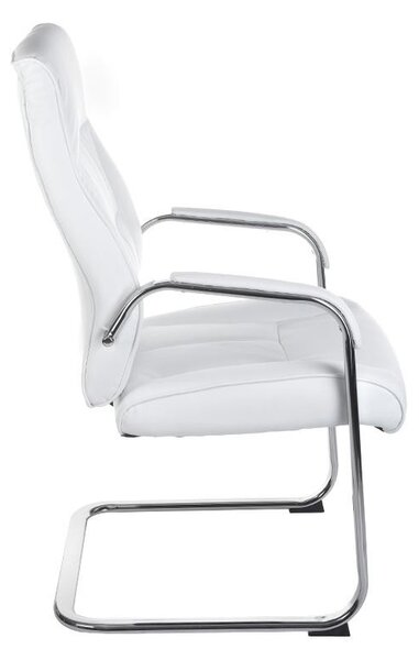 Scaun de conferinta, tapiterie piele ecologica alba, latime 59 cm, design modern