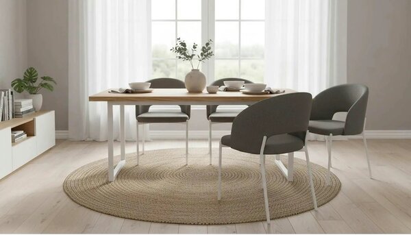 Scaun K486, gri/alb, stofa clasica/metal, 51x57x77 cm