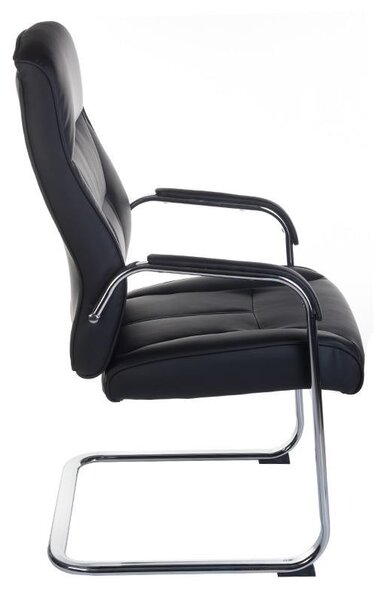 Scaun conferinta, latime totala 59 cm, piele ecologica neagra, design modern