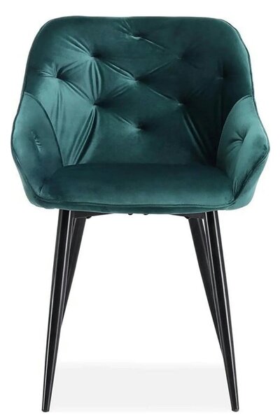 Scaun K487, verde inchis/negru, stofa catifelat/metal, 56x65x81 cm