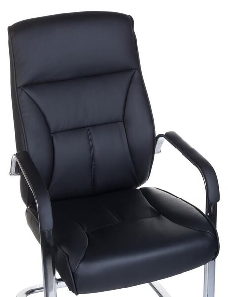 Scaun conferinta, latime totala 59 cm, piele ecologica neagra, design modern