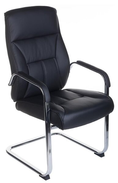 Scaun conferinta, latime totala 59 cm, piele ecologica neagra, design modern