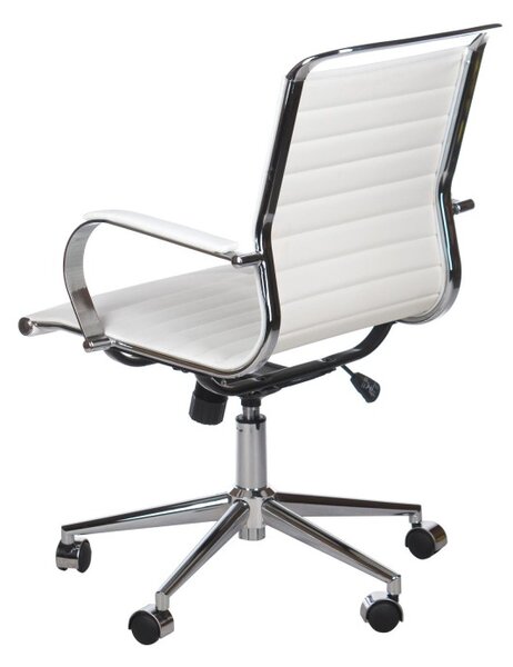 Scaun de birou, inaltime 44-55 cm, adancime 47 cm, cadru otel, piele ecologica alba