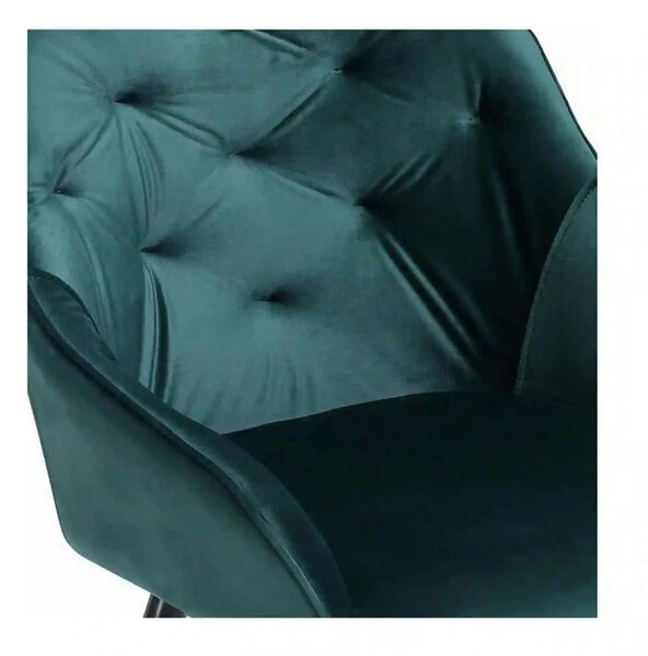 Scaun K487, verde inchis/negru, stofa catifelat/metal, 56x65x81 cm
