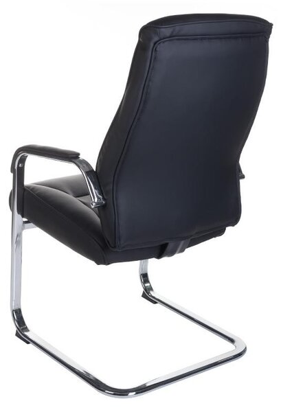 Scaun conferinta, latime totala 59 cm, piele ecologica neagra, design modern