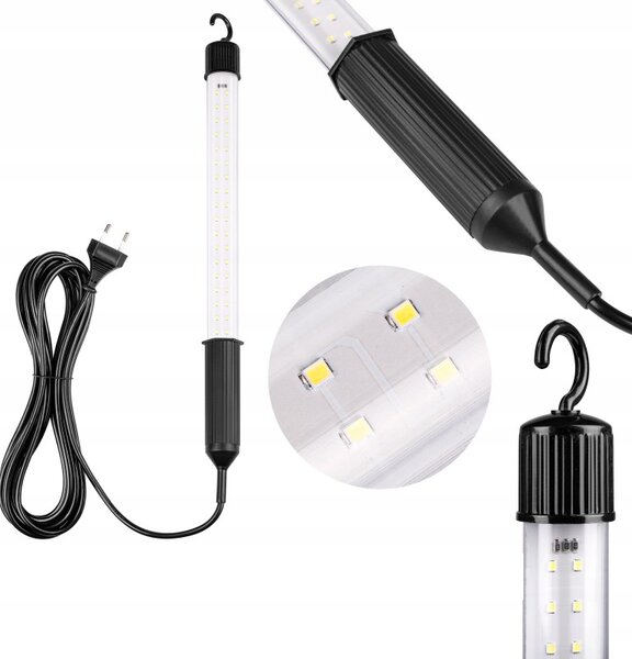Lampa atelier, 20 LED-uri SMD 4W, 450 lm, carlig suspendare, 6500K, lungime cablu 5 m