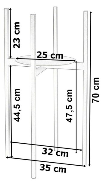 Suport metalic pentru flori, design simplu, inaltime 70 cm, cadru negru mat