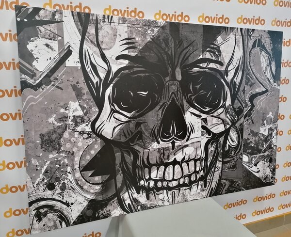 Tablou craniu în design alb-negru