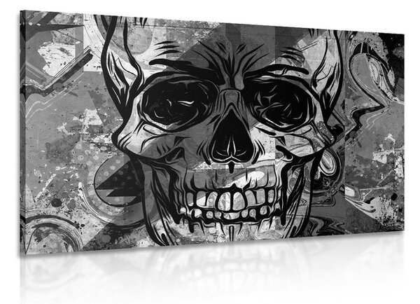 Tablou craniu în design alb-negru