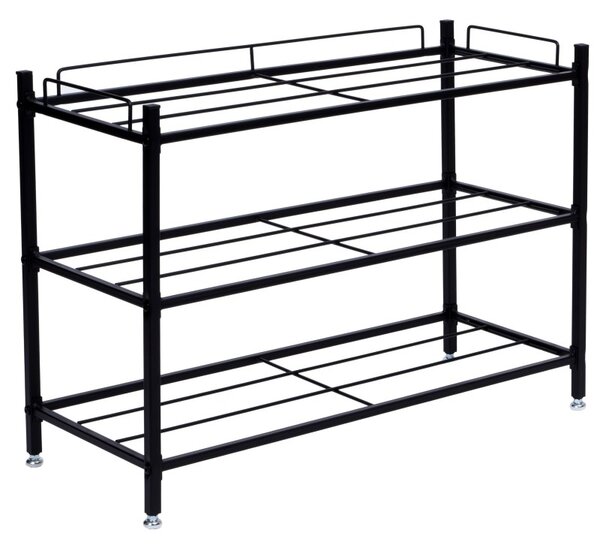 Raft pantofi, 3 niveluri, 44x60x25 cm, depozitare 9 perechi pantofi, design universal, otel negru