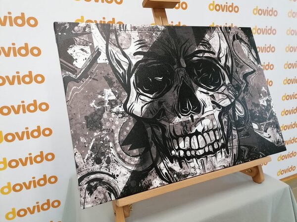 Tablou craniu în design alb-negru