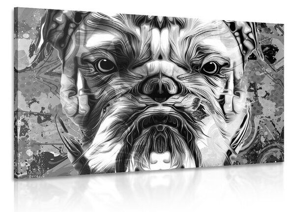Tablou buldog în design alb-negru