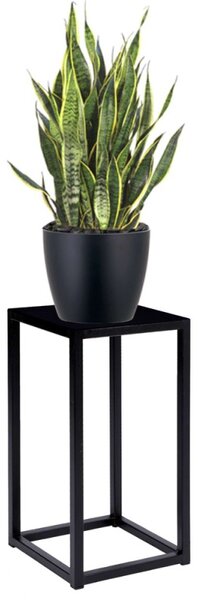 Stand suport din metal pentru plante, dreptunghiular, inaltime 40 cm, negru mat