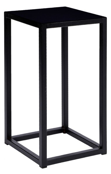 Stand suport din metal pentru plante, dreptunghiular, inaltime 40 cm, negru mat