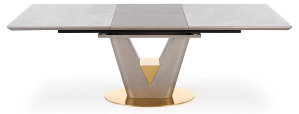 Masa dining 8 persoane VALENTINO, gri/auriu, ceramica/otel, 160/220x90
