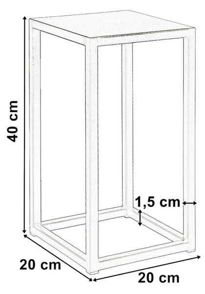 Stand suport din metal pentru plante, dreptunghiular, inaltime 40 cm, negru mat