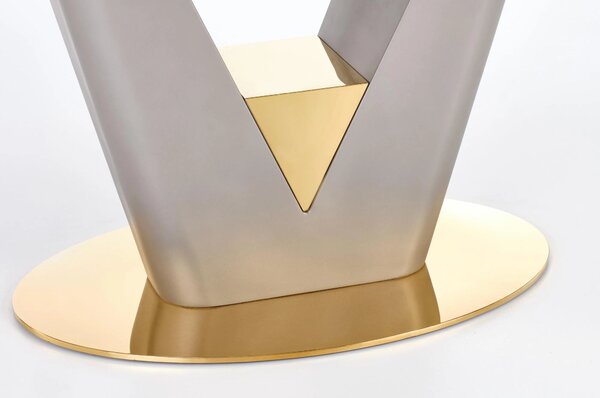 Masa dining 8 persoane VALENTINO, gri/auriu, ceramica/otel, 160/220x90