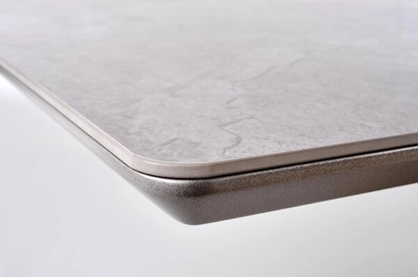 Masa dining 8 persoane VALENTINO, gri/auriu, ceramica/otel, 160/220x90