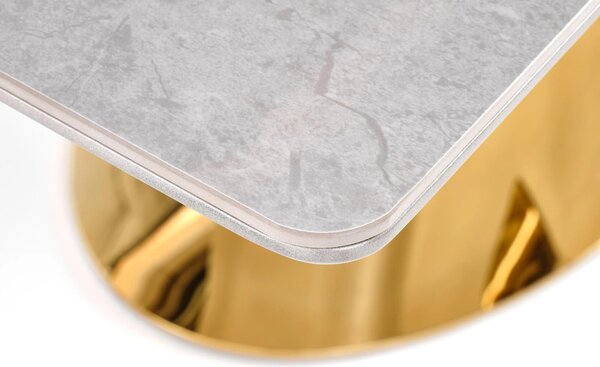 Masa dining 8 persoane VALENTINO, gri/auriu, ceramica/otel, 160/220x90
