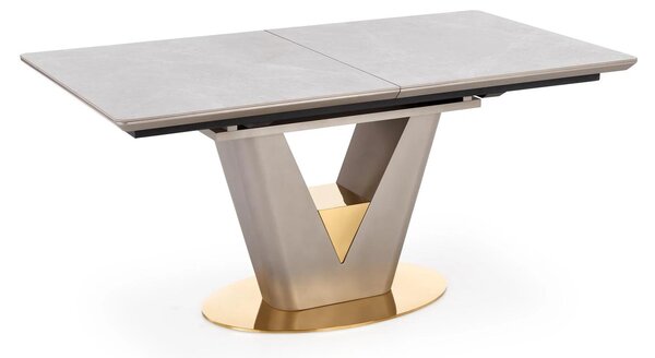 Masa dining 8 persoane VALENTINO, gri/auriu, ceramica/otel, 160/220x90