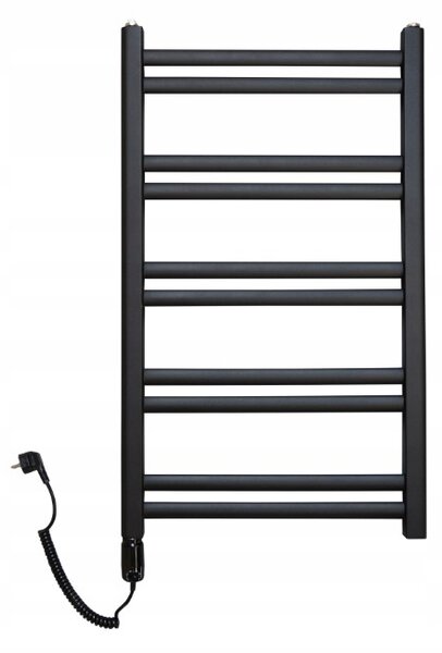 Regnis Retro, element electric de încălzire 540x1280 mm, 600W, negru mat, RETRO1280/540/D500/BLACK/ELE